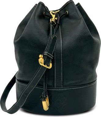 Loewe Blue Leather Black Anagram Bucket Bag