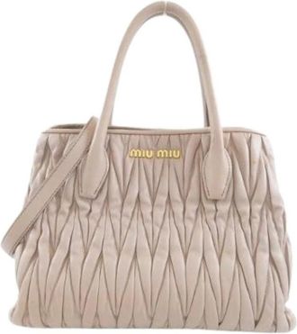 Miu Miu Pre-owned Matelasse tas - Dames - Vintage Handtas - Beige - ONE Size - Leer - Vintage