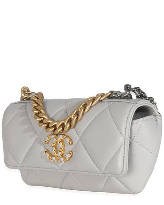 Chanel Grey Quilted Lambskin 19 Sunglasses Case With Chain (Authentic Pre- Loved)