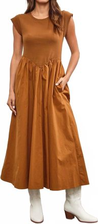 Mustard Seed Drop Waist Midi Dress In Cashew