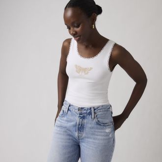 Levi's Graphic Lace Tank Top - Womens - XS - White