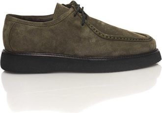 Cerruti Green Calfskin Men Derby Mens Shoe