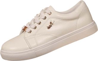 Generic White Womens Everyday Shoes with A Sporty Vibe, Lace-Up Design, Round Toe, Soft Cushioned Sole for Support