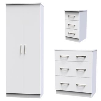 Welcome Furniture Seville Ready Assembled 3 Piece Bedroom Furniture Set - White Ash / White Ash - Welcome Furniture | TJ Hughes