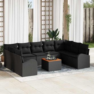 vidaXL Set Divano Da Giardino 10 Pcs Nero - Vidaxl