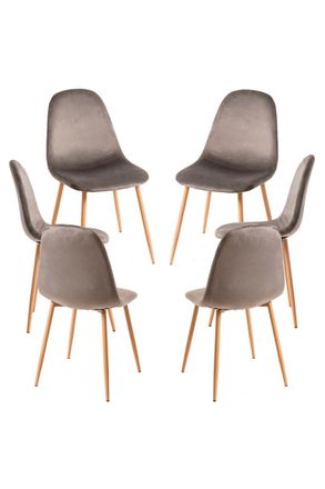 Regalos Miguel Packs Sillas Comedor - Pack 6 Sillas Teok Terciopelo - Gris Oscuro