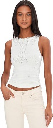 Free People Flirty Flutters Tank Top Womens Clothing Clean Ivory : L-XL (US Womens 14-16), Elastane/Lace/Nylon