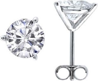 Mauli Jewels Round Stud Earrings In 14k White Gold With 1 Cttw Natural White Diamonds (Push Back Clasp)