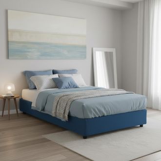 Dmora Dmora - Cama Matrimonial Dagazz, Cama Contenedor Con Revestimiento De Tela, 100% Made In Italy, Apertura Frontal, Adecuado Para Colch&oacute;n Cm 140x190, Az