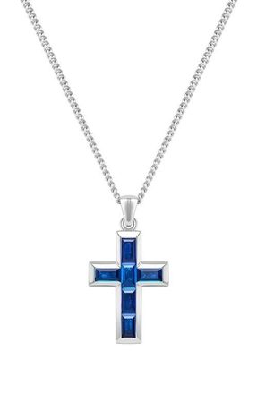 Vincero Mens Stone Cross Pendant Necklace in Sapphire at Nordstrom
