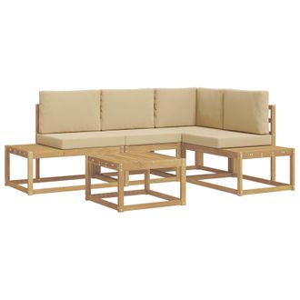 vidaXL Conjunto De Sof&aacute;s De Exterior 4 Pieza Y Beige Poli&eacute;ster Vidaxl