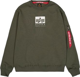 Alpha Industries Alpha Industries Mens Satin Logo Sweatshirt - Olive - Size X-Large