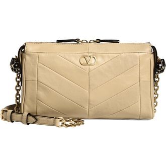 Valentino Garavani Small Panthea Chevron Patchwork Leather Shoulder Bag in Beige at Nordstrom