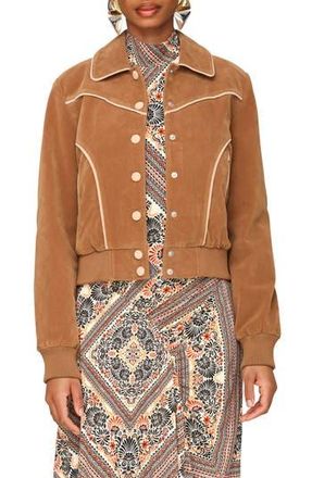 Avec Les Filles Faux Suede Western Bomber Jacket in Chai at Nordstrom Rack, Size Medium