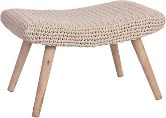Wanderlust Deco Banqueta de madera y algodón 67x30x43h cm beige