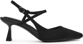 Anne Klein Cosmo Ankle Strap Pump in Black Stretch at Nordstrom, Size 9.5