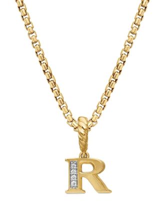 David Yurman 18kt geelgouden pav&eacute; letter hanger