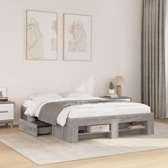vidaXL Estructura De Cama Madera De Ingenier&iacute;a Gris Sonoma 140x190 Cm Vidaxl
