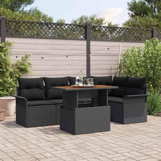 vidaXL Conjunto De Sof&aacute; De Jard&iacute;n 6 Pcs Negro 100 X 55 X 73 Cm Vidaxl