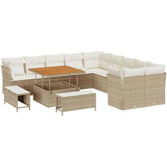 vidaXL Vidaxl - Conjunto De Sof&aacute; De Jard&iacute;n Con Coj&iacute;n 13 Pcs Beige Y Crema