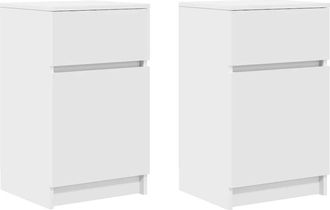 vidaXL Comodini 2 Pz Bianchi 39x35x65 Cm In Legno Multistrato - Vidaxl