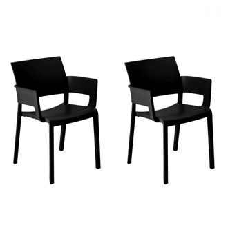 Resol Sillas Con Brazos Fiona Resol Pl&aacute;stico Negro (pack De 2)
