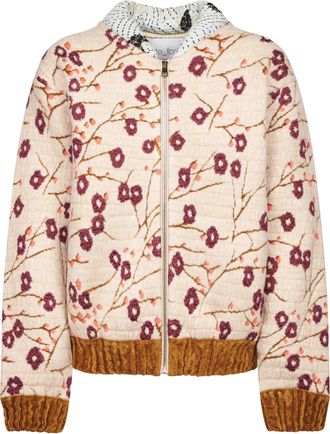 Forte_Forte Quilted Jacket with Floral Embroidery and Contrasting Collar