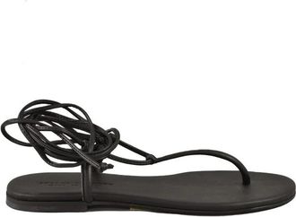 Skills & Genes Black Thong Leather Sandals