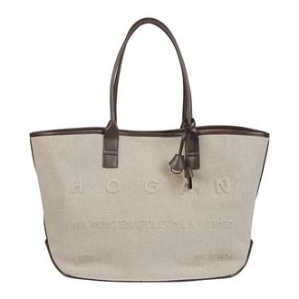 Hogan Tote Bags, female, Beige, Size: ONE SIZE Medium Address Shopping Bag