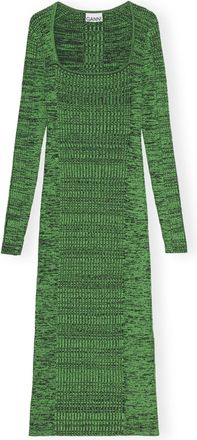 Ganni Green Melange Knit Dress - Size XS