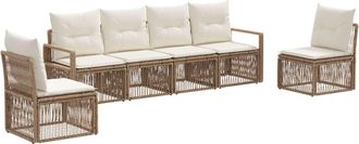 vidaXL Conjunto De Sof&aacute;s De Jard&iacute;n 6 Uds. Beige Rat&aacute;n Sint&eacute;tico Vidaxl