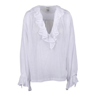 ottod'Ame Blouses, female, White, Size: M Camicia con volant in cotone