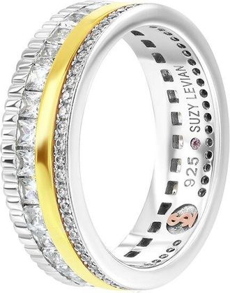 Suzy Levian Suzy Levian Silver Cz Multi Stack Row Eternity Ring