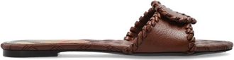 Burberry Crest Slides - Dames - Sandalen - Bruin - 35 EU - Leer - Schoenen