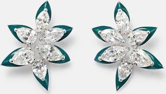 Kamyen Jewellery Orecchini asimmetrici in oro bianco 18kt con smalto e diamanti