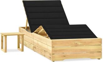 vidaXL Tumbona De Jard&iacute;n Con Mesa Y Coj&iacute;n De Madera De Pino Impregnada Vidaxl