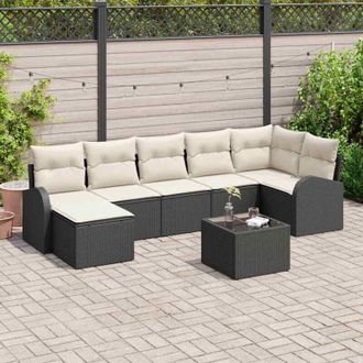 vidaXL Conjunto De Sof&aacute; De Jard&iacute;n 8 Pcs Negro Polirat&aacute;n Vidaxl