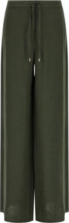 Max Mara Dark Green Straight Drawstring Pants