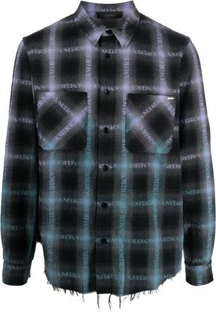 Amiri plaid logo-print shirt - men - Cotton/Polyester/Other fibres - XXXL - Purple
