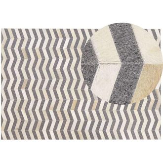 Beliani Rug BAGGOZE Dark Grey 160 x 230 cm Leather