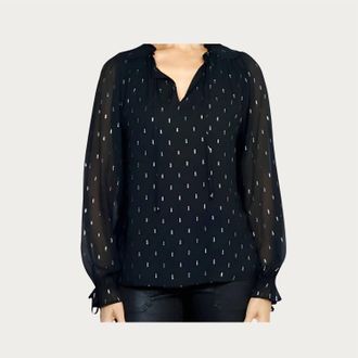 Elliott Lauren Quicksilver Ruched Blouse In Black