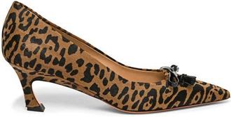 Santoni Mid-Heel Leopard-Print Pony Hair Pumps in Brown at Nordstrom, Size 10.5
