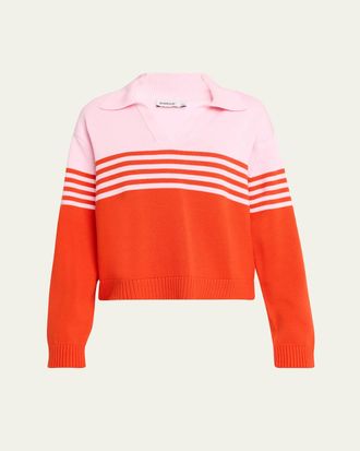 SIMKHAI Jules Stripe Polo Sweater