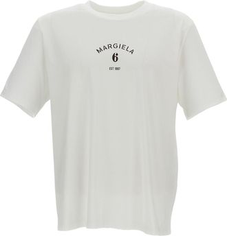 Maison Margiela White Cotton Printed Short-Sleeve T-Shirt