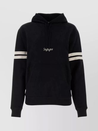 Saint Laurent hooded stretch cotton sweatshirt with ribbed cuffs