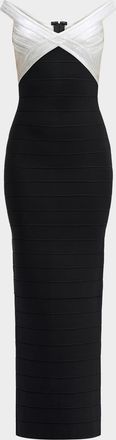 H&eacute;rve L&eacute;ger The Metallic Bandage Maxi Dress