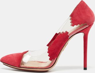 Charlotte Olympia Pink/transparent Pvc And Suede Montana Pumps