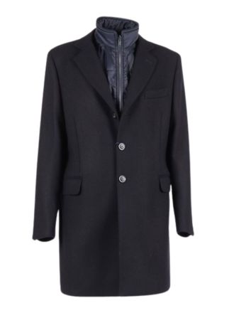 Fay Layered Wool Coat With Button Fastening And Flap Pockets