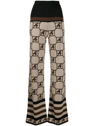 Alberta Ferretti Pantaloni con stampa geometrica - Marrone