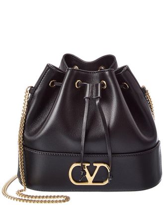 Valentino Vlogo Leather Bucket Bag